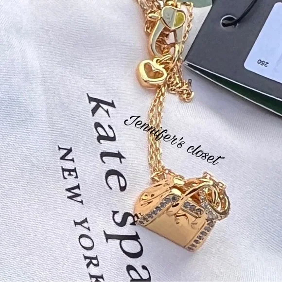 KATE SPADE Hit The Town Knott Crystal Purse Pendant Necklace. NWT - Picture 5 of 8